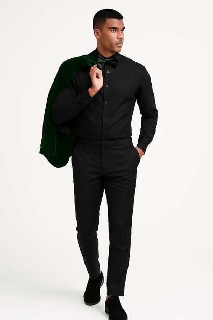 Mens Velvet Shawl Tuxedo Dinner Jacket in Hunter Green