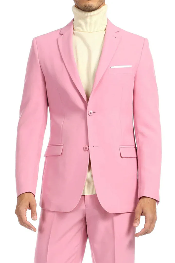 Mens Easter Suit - Jacket and Pants in Summer Color pink Modern Fit Light Weight