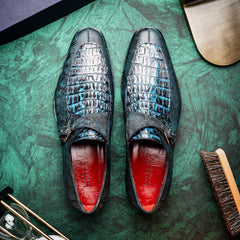 marco-di-milano-toluca-blue-black-jean-monk-strap-lizard-crocodile-shoes