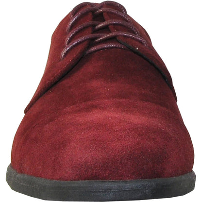 Bravo Mens Formal Suede Style Wedding & Prom Cap Toe Dress Shoe in Burgundy