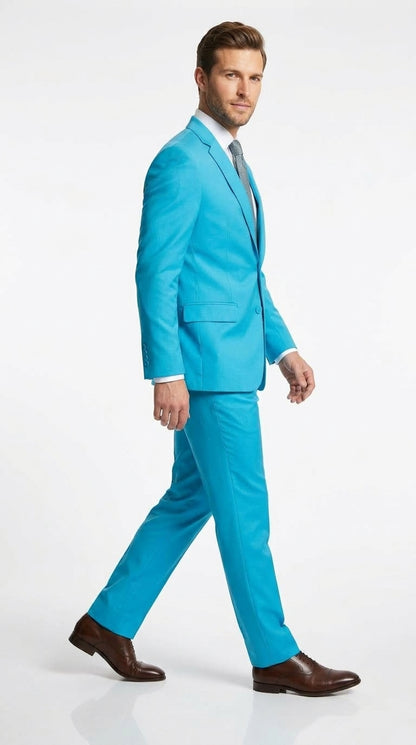 Men’s Light Blue Tuxedo Suit, Baby Blue Teal Turquoise Wedding Prom Suit RET208-19