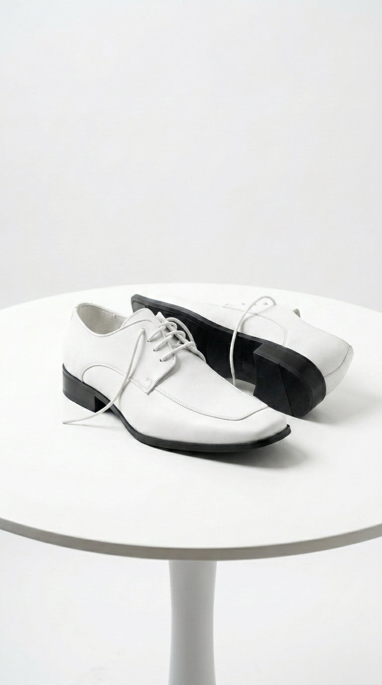 Men’s Vangelo TUX-3 White Patent Oxford Dress Shoes, Formal Wedding Prom Tuxedo Shoes