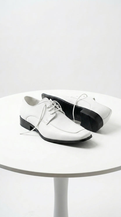 Men’s Vangelo TUX-3 White Patent Oxford Dress Shoes, Formal Wedding Prom Tuxedo Shoes