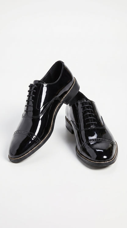 Stacy Adams Concorde 11003 Men’s Black Patent Leather Cap Toe Oxford Shoes – Formal Lace-Up Dress Shoes