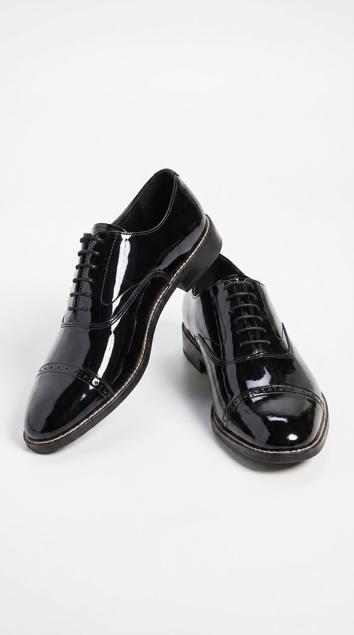 Stacy Adams Concorde 11003 Men’s Black Patent Leather Cap Toe Oxford Shoes – Formal Lace-Up Dress Shoes