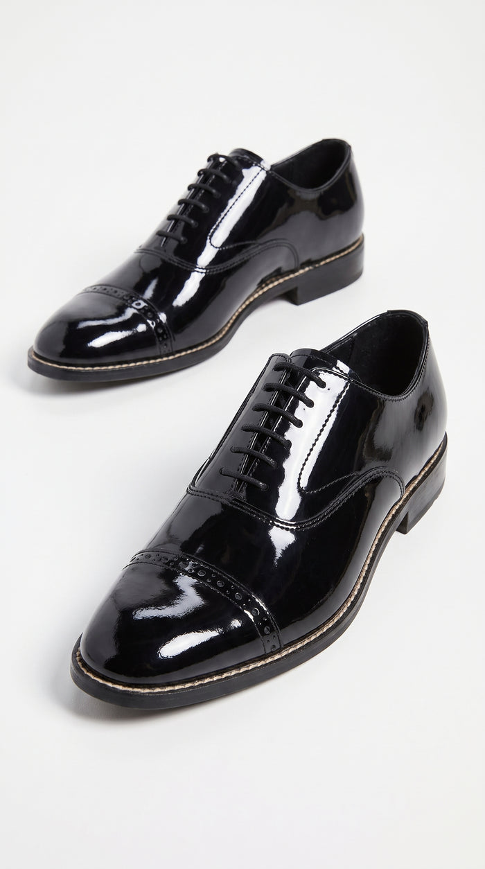 Stacy Adams Concorde 11003 Men’s Black Patent Leather Cap Toe Oxford Shoes – Formal Lace-Up Dress Shoes