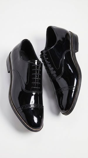 Stacy Adams Concorde 11003 Men’s Black Patent Leather Cap Toe Oxford Shoes – Formal Lace-Up Dress Shoes