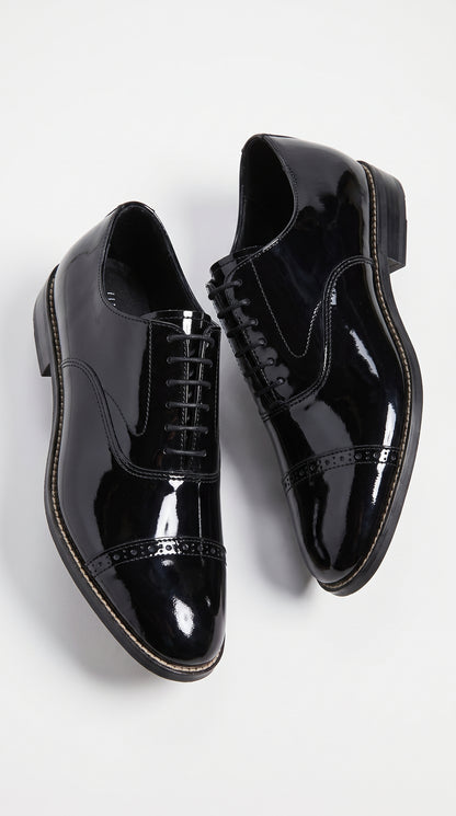 Stacy Adams Concorde 11003 Men’s Black Patent Leather Cap Toe Oxford Shoes – Formal Lace-Up Dress Shoes