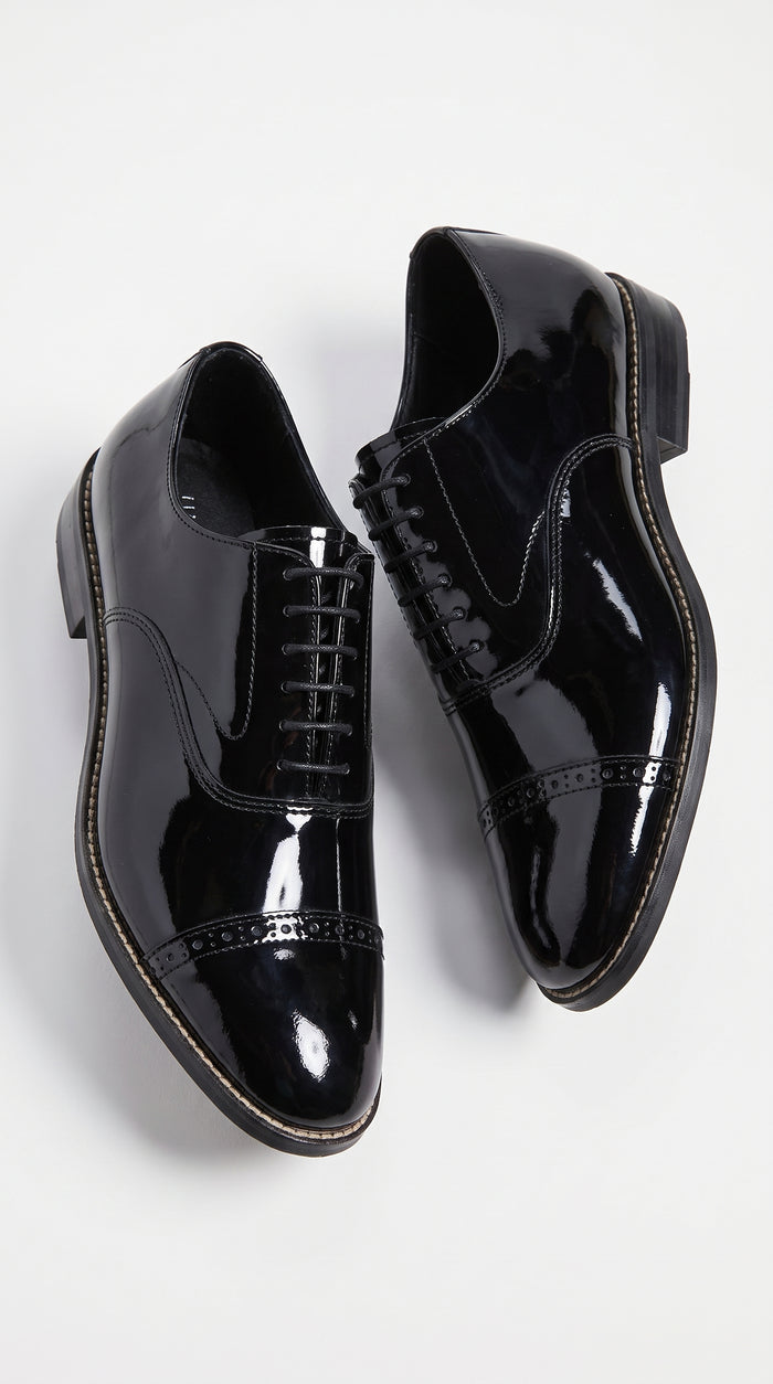 Stacy Adams Concorde 11003 Men’s Black Patent Leather Cap Toe Oxford Shoes – Formal Lace-Up Dress Shoes