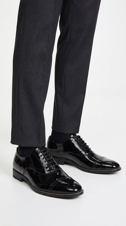 Stacy Adams Concorde 11003 Men’s Black Patent Leather Cap Toe Oxford Shoes – Formal Lace-Up Dress Shoes