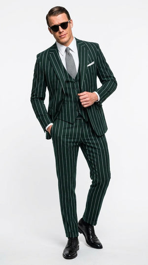 Men’s Black Gangster Pinstripe Suit, 2 Button Vintage 1920s Formal Dress Suit