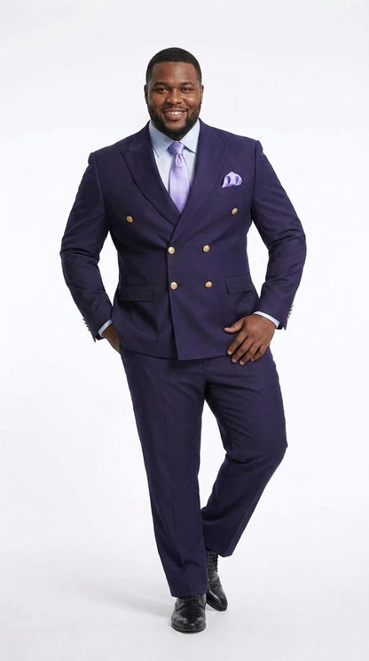 Rossi Man Men’s Purple Double Breasted Suit, Modern Fit Formal Wedding Business Dress Suit