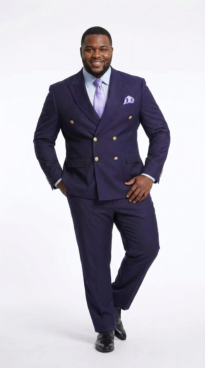 Rossi Man Men’s Purple Double Breasted Suit, Modern Fit Formal Wedding Business Dress Suit