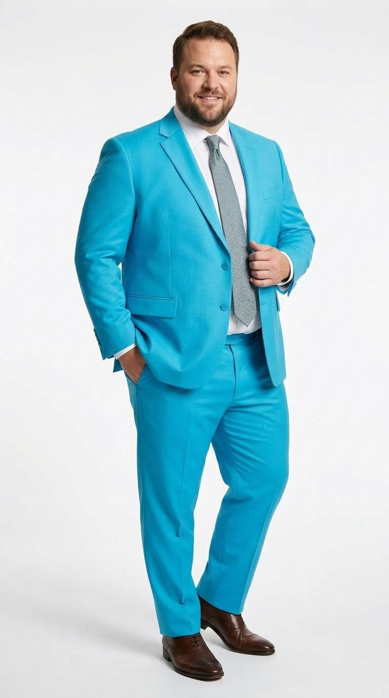Men’s Light Blue Tuxedo Suit, Baby Blue Teal Turquoise Wedding Prom Suit RET208-19