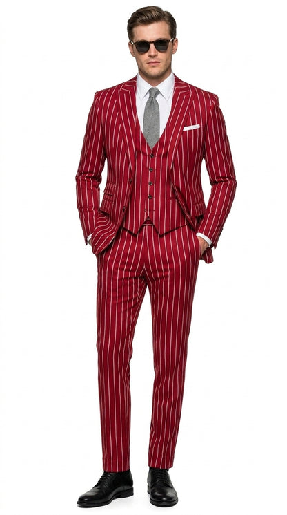 Men’s Black Gangster Pinstripe Suit, 2 Button Vintage 1920s Formal Dress Suit