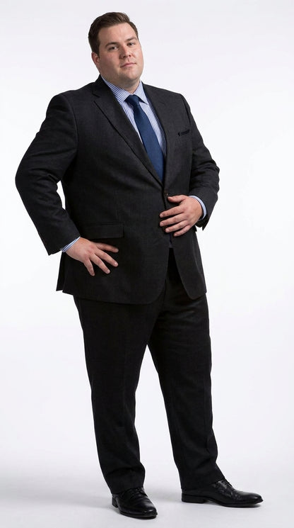 Men’s Black Linen Summer Suit – Big & Tall Beach Wedding 2-Piece Suit