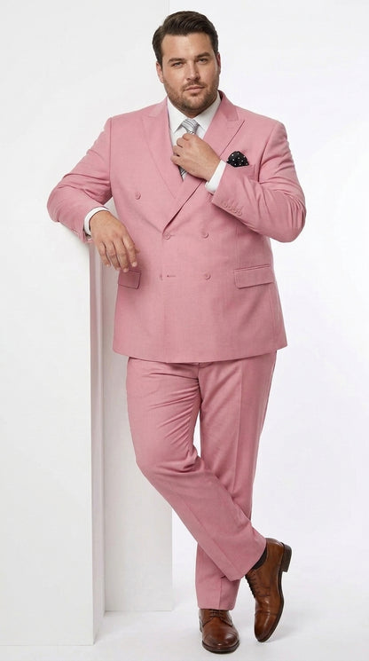 Men's Blush Pink Double Breasted Easter Suit – Modern Fit Lightweight 2-Piece Spring & Summer Wedding Suit