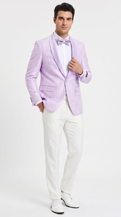Men’s Lavender Paisley Prom Tuxedo Jacket, Lavender Wedding Formal Blazer