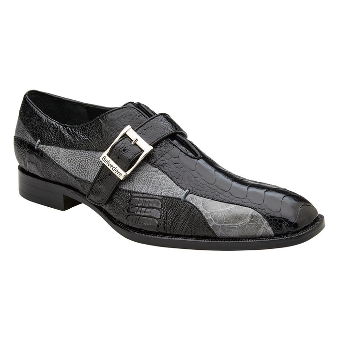 Belvedere Marte Black & Gray Alligator Leather Oxford