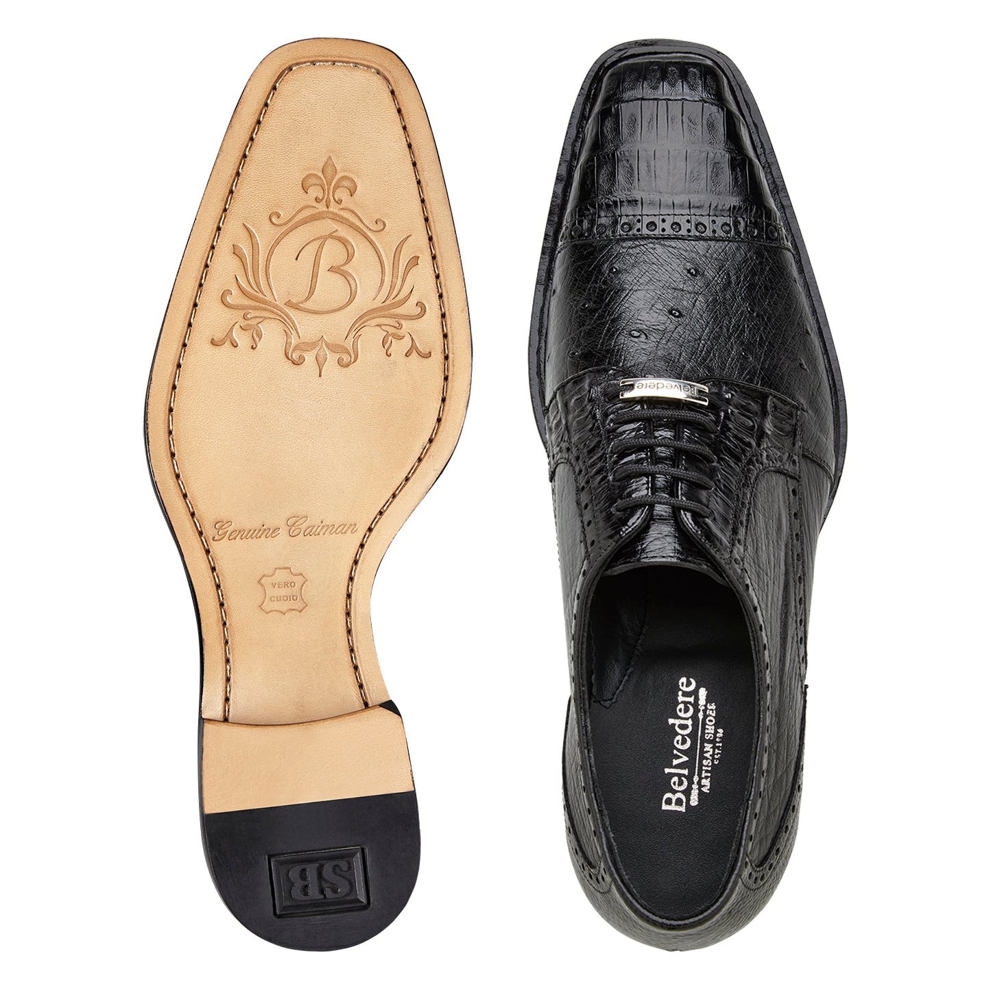 Belvedere Martino Black Genuine Alligator Luxury Shoe
