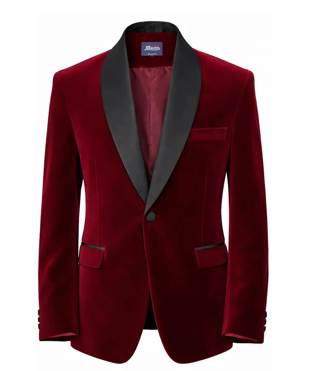 Men’s Maroon Velvet Blazer with Shawl Collar – Luxury Evening & Wedding Jacket