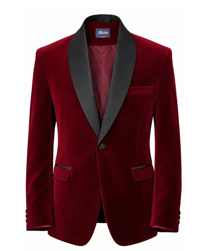 Men’s Maroon Velvet Blazer with Shawl Collar – Luxury Evening & Wedding Jacket