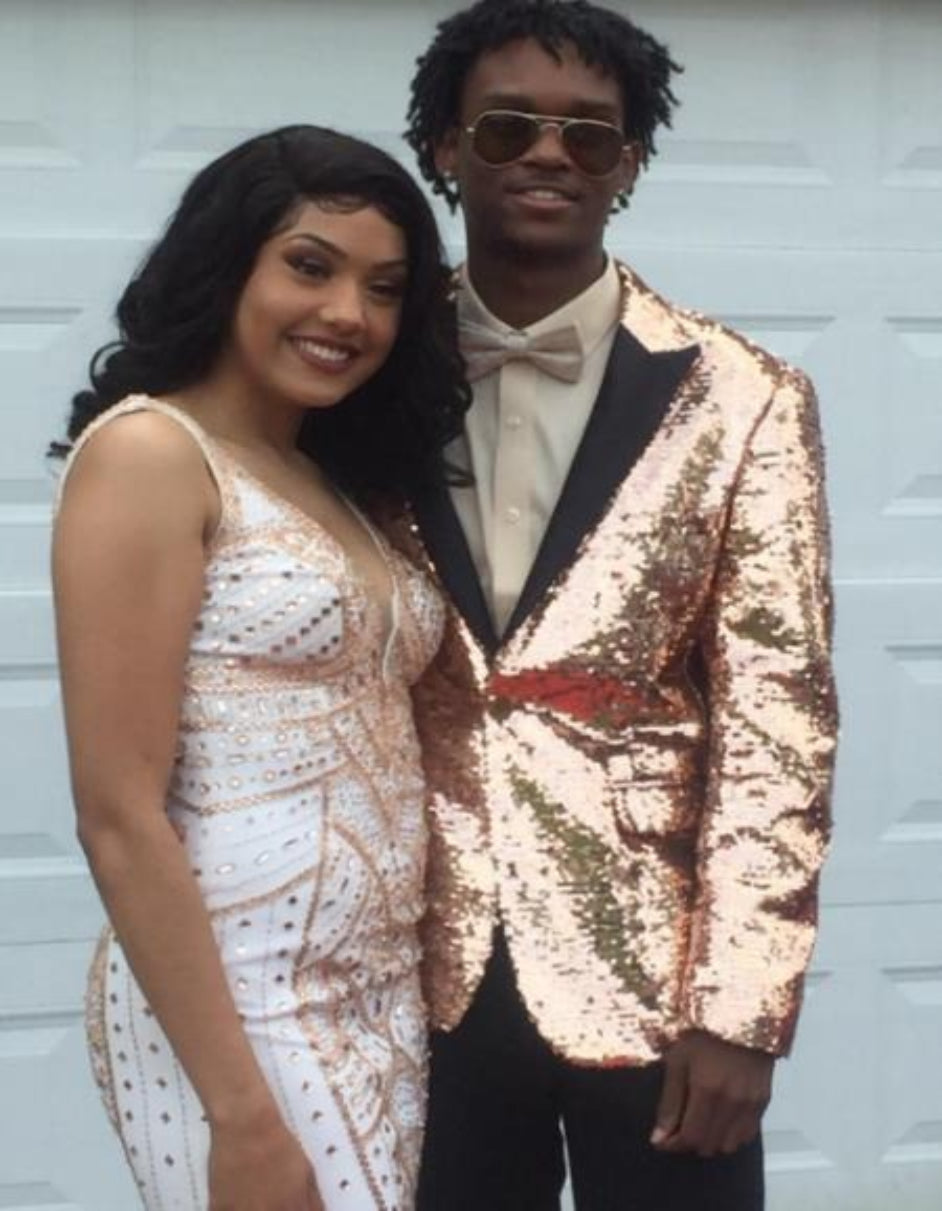 Mens Sequin Suit With Black Pant and Matching Bowtie