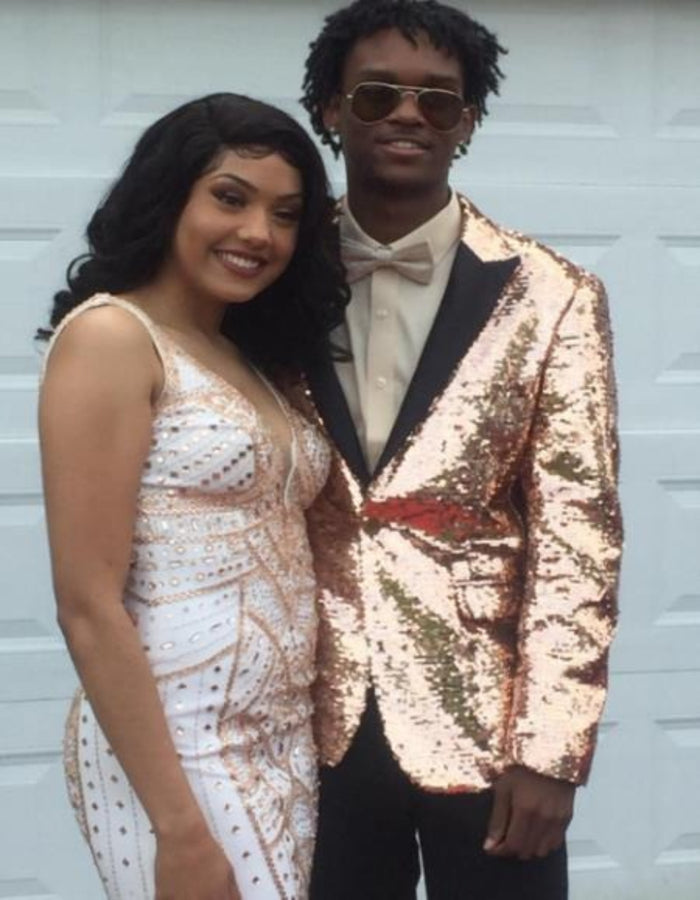 Mens Sequin Suit With Black Pant and Matching Bowtie