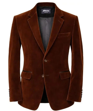 Men’s Brown Velvet Blazer – Luxury Velvet Sport Coat for Formal and Evening Wear