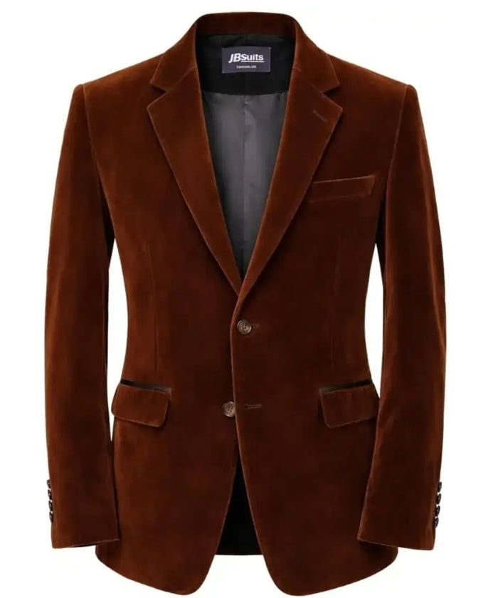 Men’s Brown Velvet Blazer – Luxury Velvet Sport Coat for Formal and Evening Wear