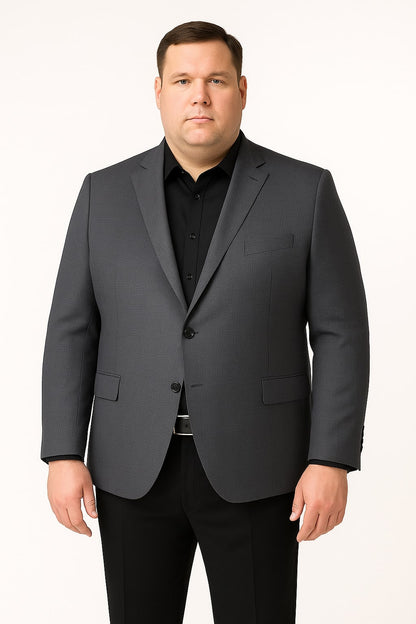 Men's Charcoal Grey Checkered Sport Coat  Classic Plaid Windowpane Pattern Blazer