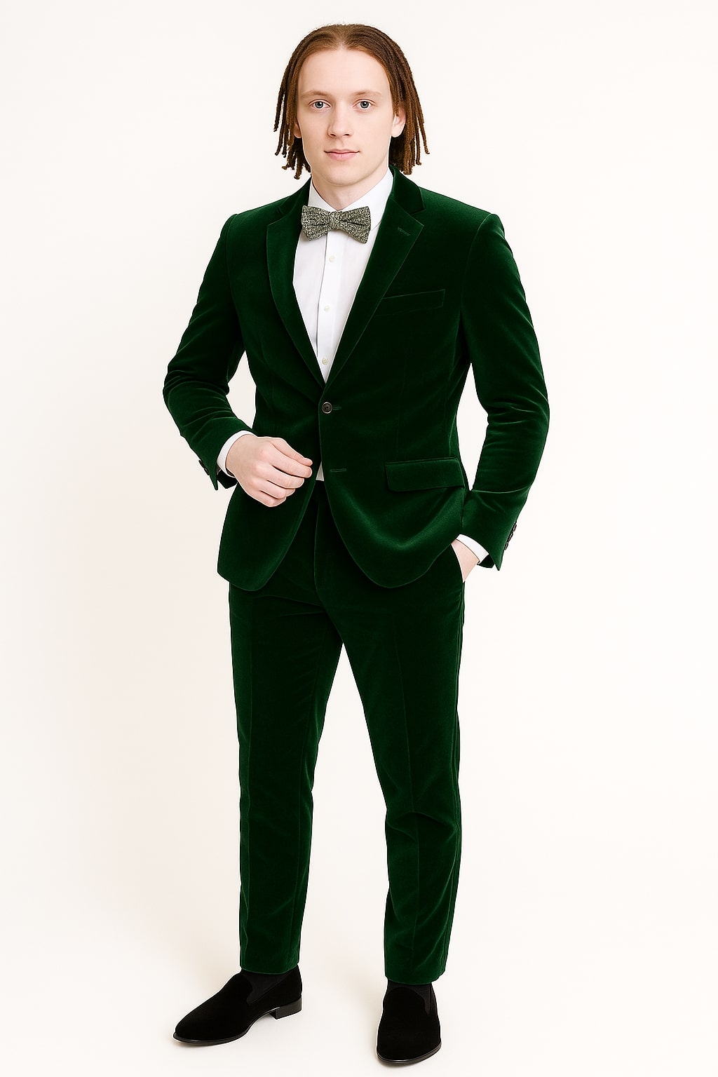 Mens Emerald Green Velvet Suits  Slim Fit Tuxedo for Weddings, Prom, and Red Carpet Events