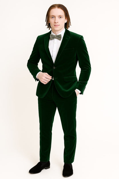 Mens Emerald Green Velvet Suits  Slim Fit Tuxedo for Weddings, Prom, and Red Carpet Events