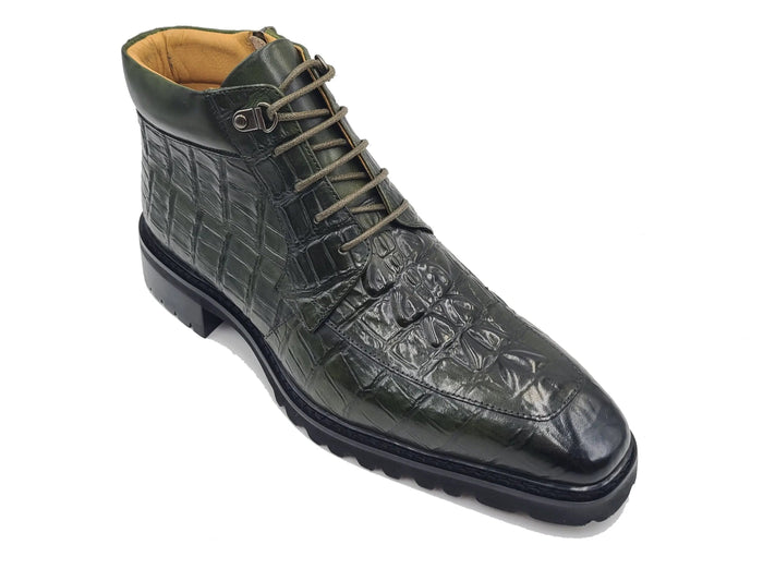 Carrucci Men's Lace-up Boots Alligator Embossed