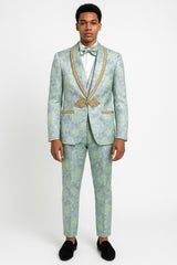 mens-mint-green-sage-and-gold-trim-collar-floral-brocade-blazer-with-gold-embellishments-prom-suit