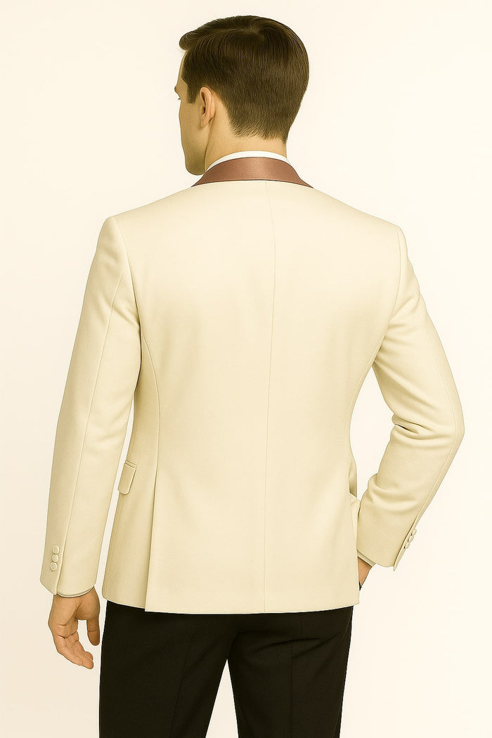 Men's White and Rose Gold Tuxedo with Mauve Satin Vest and Bow Tie  Elegant Formalwear for Weddings and Events