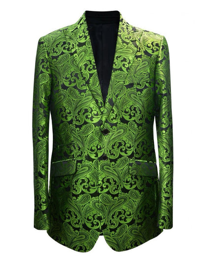 Men's Green Paisley Tuxedo Blazer  Luxury Slim Fit Dinner Jacket for Formal Events