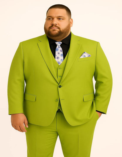 Men's Lime Green Three-Piece Suit with Floral Tie  Slim Fit Tuxedo for Weddings & Parties