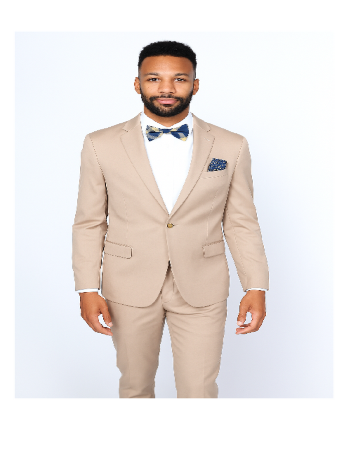 Men's Slim Fit Suit - Fitted Suit - Skinny Suits Men's BeigeRossiman Rossi Suit