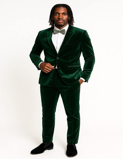 Mens Emerald Green Velvet Suit  Slim Fit Tuxedo for Weddings, Prom, and Red Carpet Events