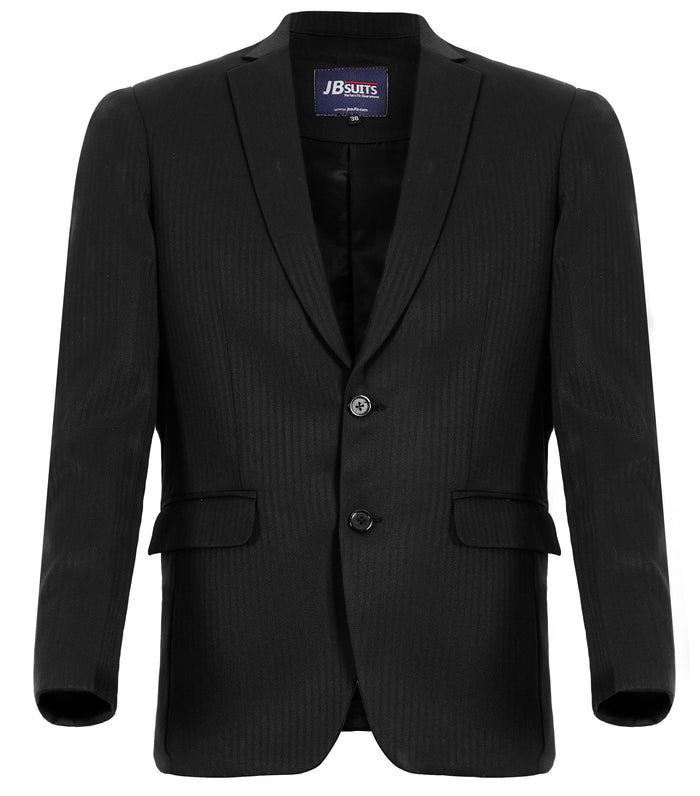 Men’s Black Pinstripe Suit Jacket – Classic Formal Blazer in Standard & Made-to-Measure Fit