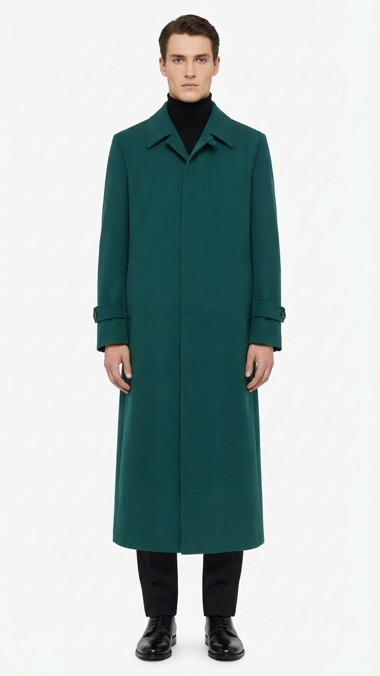 Men’s Full-Length Green Overcoat