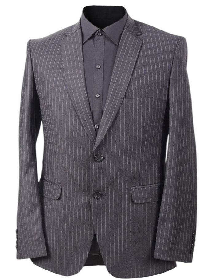 Men’s Black Pinstripe Suit Blazer – Classic Tailored Stripe Dress Jacket