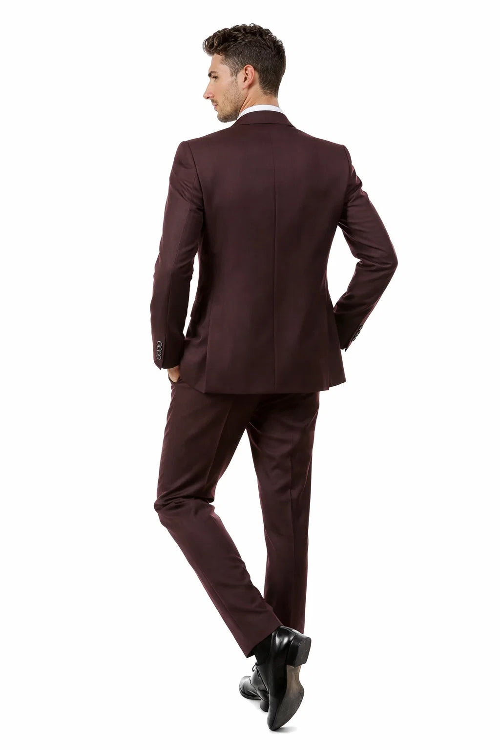 Men’s Two Button Vested Vintage Style Tweed Wedding Suit – Burgundy