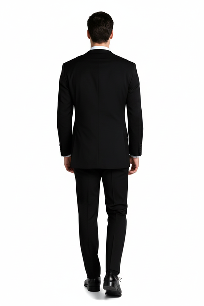 Mens Designer Super 120's Wool Tuxedo Suit in Black