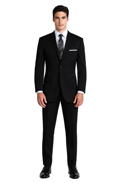 Mens Designer Super 120's Wool Tuxedo Suit in Black