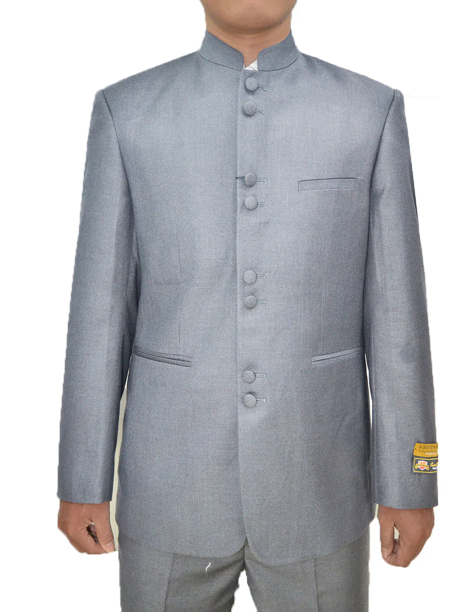 Gray Prom Suit - Mens 8 Button Mandarin Collar Tuxedo in Light Grey