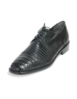 Men's Los Altos Caiman Oxford And Genuine Teju Lizard Five Eyelet Laces Black Shoes