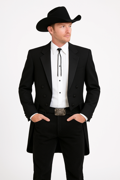 Mens Western Cowboy Tail Tuxedo in Black