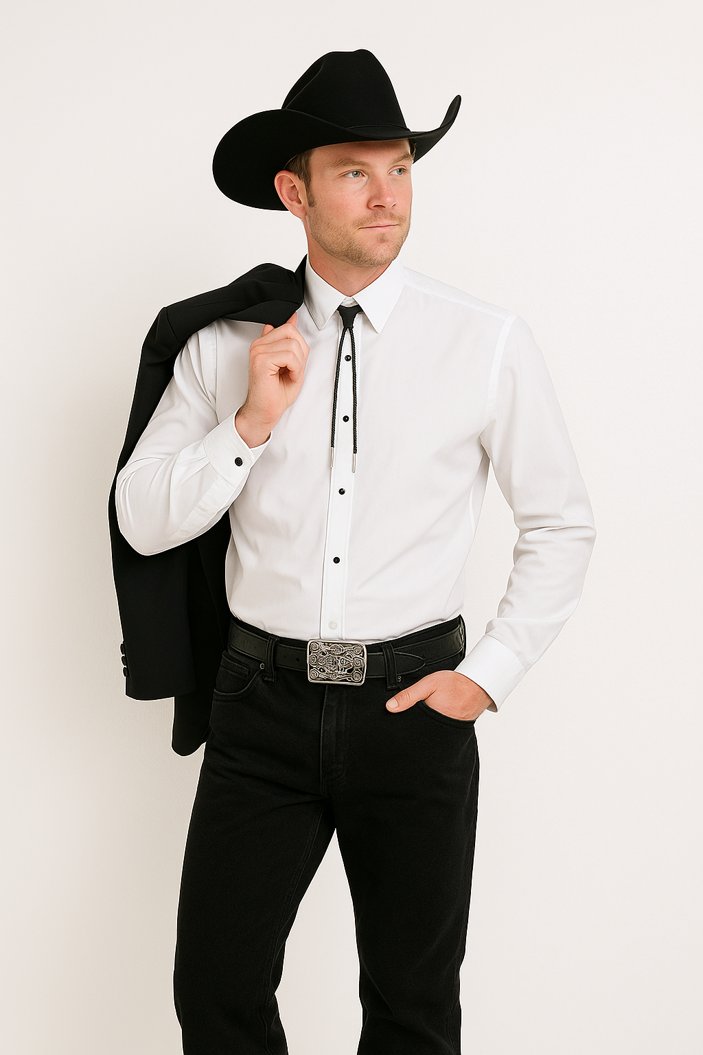 Mens Western Cowboy Tail Tuxedo in Black